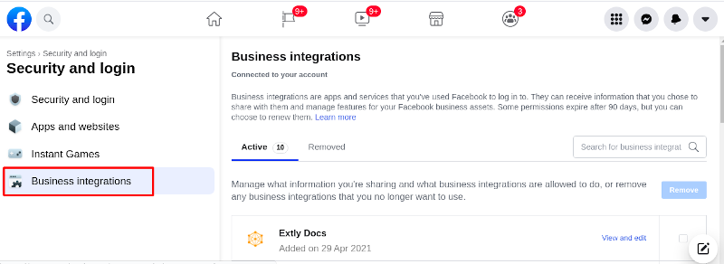 Account Settings / Business Integrations