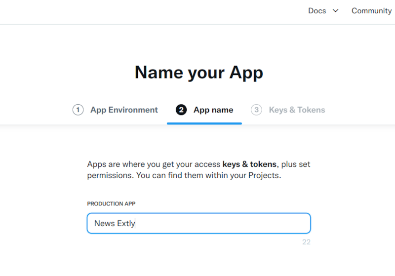 Create Project - App Name