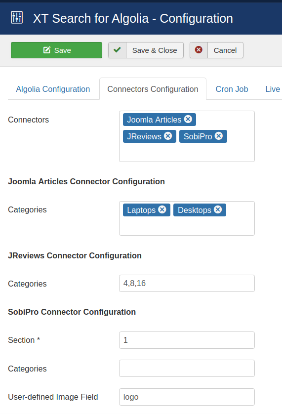 Configure the content connectors