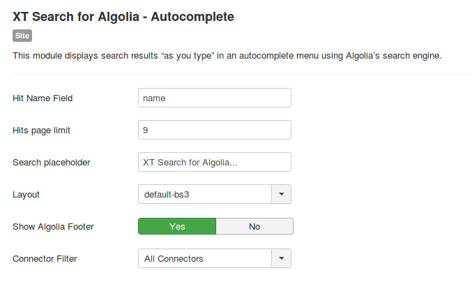 Autocomplete Classic Configuration