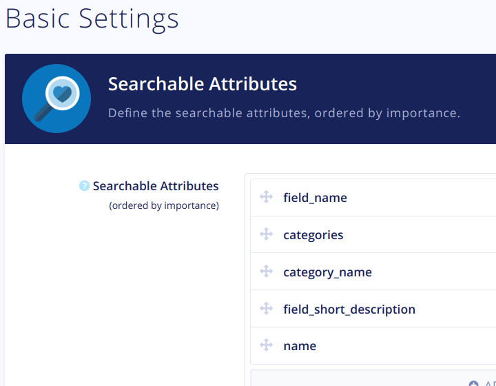 Algolia Searchable Fields