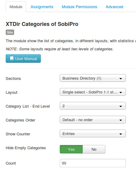 XTDir Categories of SobiPro Module - Basic